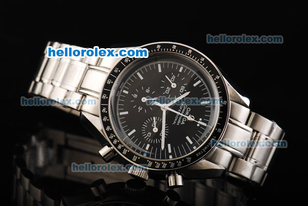 Omega Speedmaster Broad Arrow Swiss Valjoux 7750 Automatic Movement with Black Bezel and Dial - Click Image to Close
