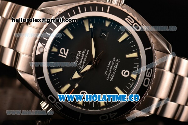 Omega Seamaster Planet Ocean 600 M Swiss ETA 2824 Automatic Steel Case/Bracelet with Black Dial and Stick/Arabic Numeral Markers (BP) - Click Image to Close