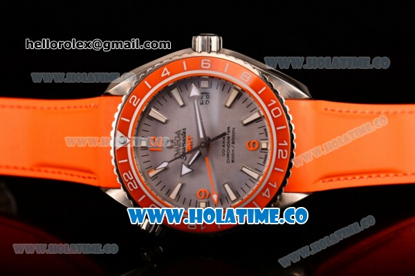 Omega Seamaster Planet Ocean 600M Co-axial GMT Clone Omega 8605 Automatic Steel Case with Grey Dial and Orange Bezel (EF) - Click Image to Close