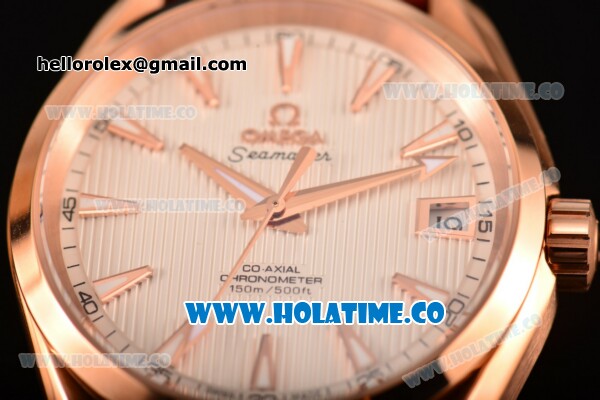 Omega Aqua Terra 150 M Co-Axial Clone Omega 8501 Automatic Rose Gold Case with White Dial and Stick Markers (EF) - Click Image to Close