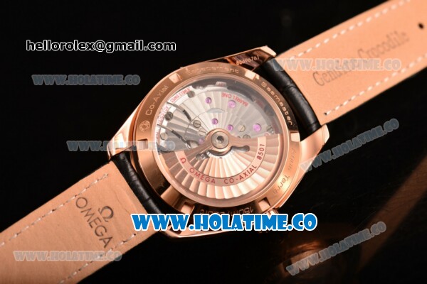 Omega Aqua Terra 150 M Co-Axial Clone Omega 8501 Automatic Rose Gold Case with White Dial and Stick Markers - Diamonds Bezel (EF) - Click Image to Close