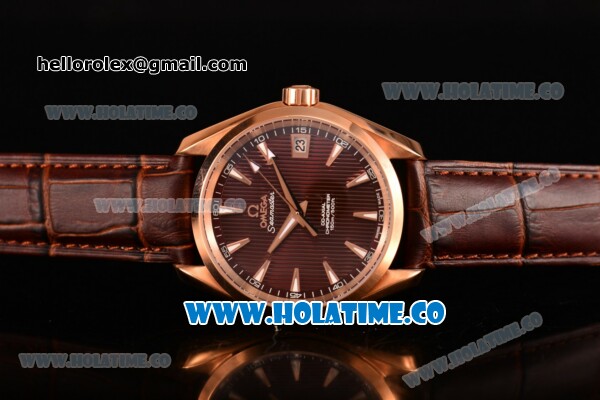 Omega Aqua Terra 150 M Co-Axial Clone Omega 8501 Automatic Rose Gold Case with Brown Dial and Stick Markers (EF) - Click Image to Close