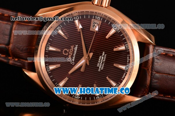 Omega Aqua Terra 150 M Co-Axial Clone Omega 8501 Automatic Rose Gold Case with Brown Dial and Stick Markers (EF) - Click Image to Close