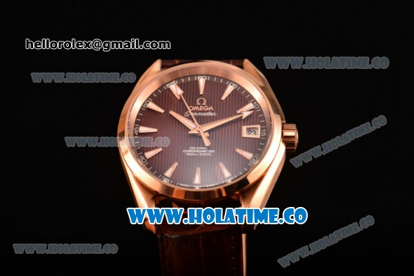 Omega Aqua Terra 150 M Co-Axial Clone Omega 8501 Automatic Rose Gold Case with Brown Dial and Stick Markers (EF) - Click Image to Close
