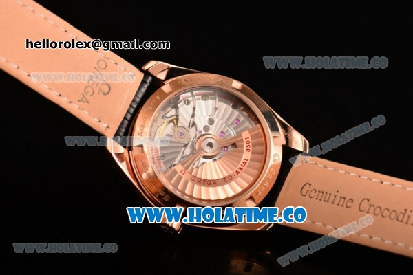 Omega Aqua Terra 150 M Co-Axial Clone Omega 8501 Automatic Rose Gold Case with Black Dial and Stick Markers - Diamonds Bezel (EF) - Click Image to Close