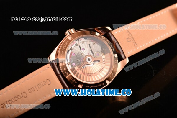 Omega Aqua Terra 150 M Co-Axial Clone Omega 8501 Automatic Rose Gold Case with Brown Dial and Stick Markers - Diamonds Bezel (EF) - Click Image to Close