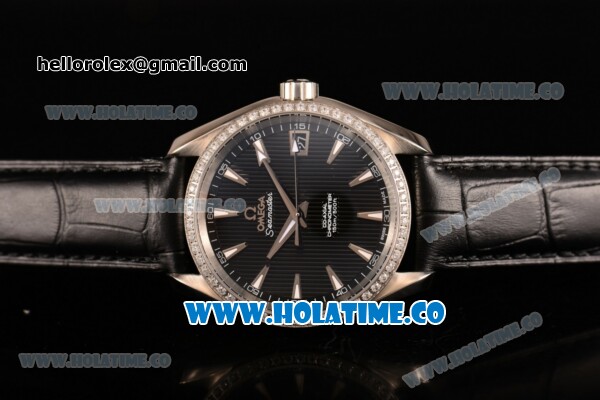 Omega Aqua Terra 150 M Co-Axial Clone Omega 8501 Automatic Steel Case with Black Dial and Stick Markers - Diamonds Bezel (EF) - Click Image to Close