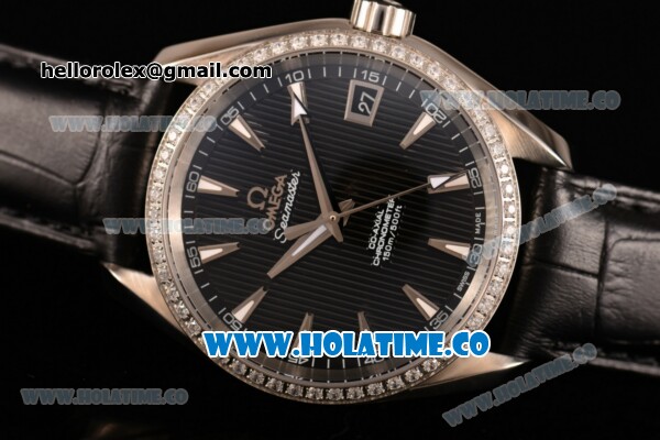 Omega Aqua Terra 150 M Co-Axial Clone Omega 8501 Automatic Steel Case with Black Dial and Stick Markers - Diamonds Bezel (EF) - Click Image to Close