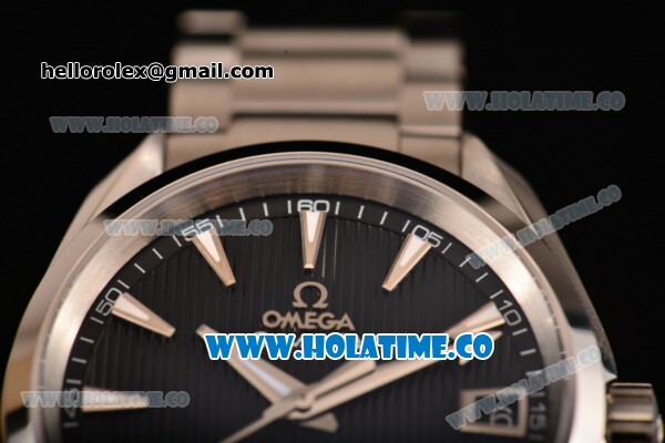 Omega Aqua Terra 150 M Co-Axial Clone Omega 8501 Automatic Steel Case/Bracelet with Black Dial and Stick Markers (EF) - Click Image to Close