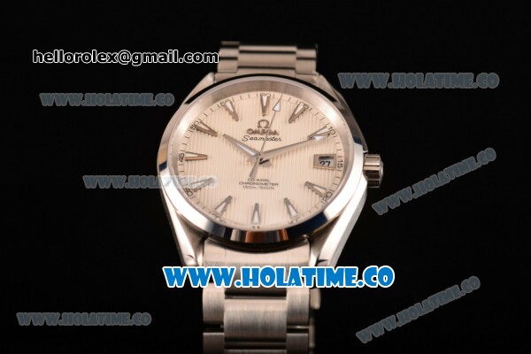 Omega Aqua Terra 150 M Co-Axial Clone Omega 8501 Automatic Steel Case/Bracelet with White Dial and Stick Markers (EF) - Click Image to Close