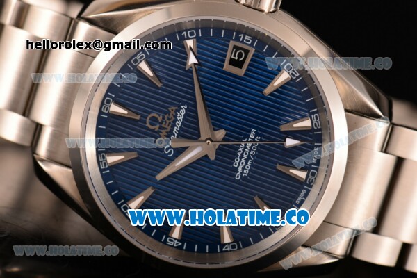 Omega Aqua Terra 150 M Co-Axial Clone Omega 8501 Automatic Steel Case/Bracelet with Blue Dial and Stick Markers (EF) - Click Image to Close