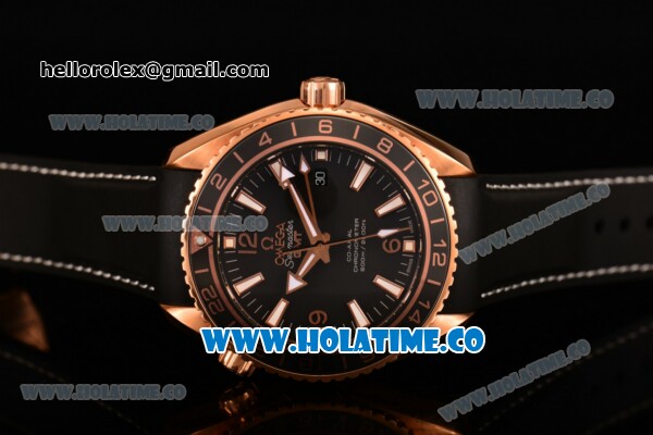 Omega Planet Ocean 600 M Omega Co-Axial Clone Omega 8615 Automatic Rose Gold Case with Black Dial and Luminous Stick Markers (ZF) - Click Image to Close