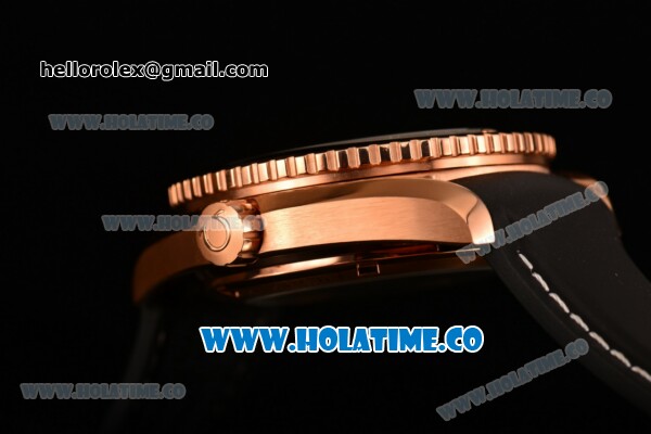 Omega Planet Ocean 600 M Omega Co-Axial Clone Omega 8615 Automatic Rose Gold Case with Black Dial and Luminous Stick Markers (ZF) - Click Image to Close