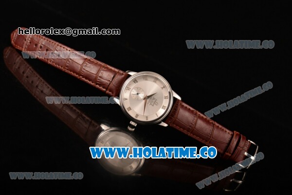 Omega De Ville Co-Axial Asia Automatic Steel Case with White Dial Roman Numeral Markers and Brown Leather Strap - Click Image to Close