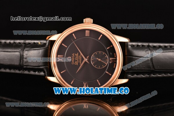 Omega De Ville Co-Axial Asia Automatic Rose Gold Case with Black Dial and Roman Numeral/Stick Markers - Click Image to Close