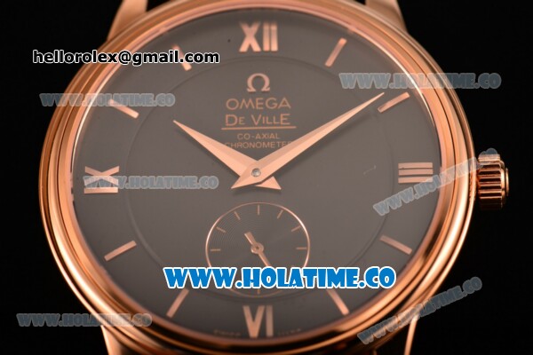 Omega De Ville Co-Axial Asia Automatic Rose Gold Case with Black Dial and Roman Numeral/Stick Markers - Click Image to Close
