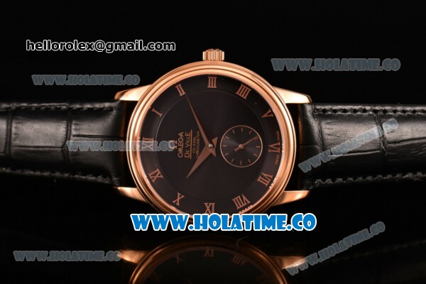 Omega De Ville Co-Axial Asia Automatic Rose Gold Case with Black Dial and Roman Numeral Markers - Click Image to Close