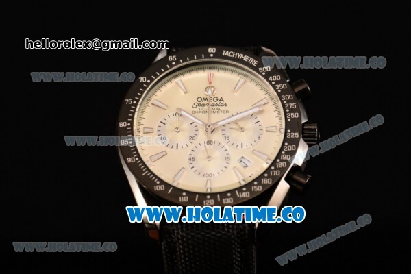 Omega Speedmaster Moonwatch Co-Axial Chronograph Miyota OS20 Quartz PVD Case with Beige Dial and Stick Markers - Click Image to Close