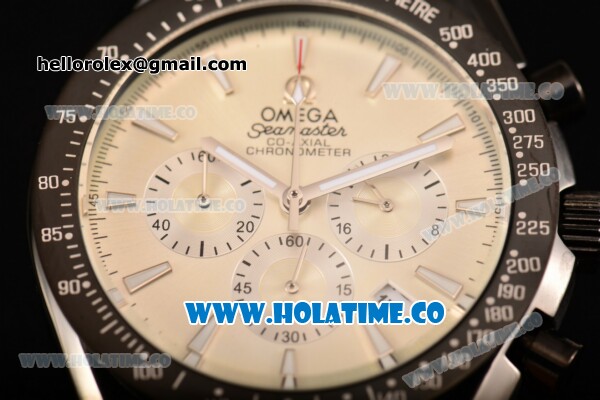 Omega Speedmaster Moonwatch Co-Axial Chronograph Miyota OS20 Quartz PVD Case with Beige Dial and Stick Markers - Click Image to Close