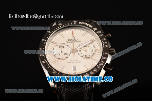 Omega Speedmaster Moonwatch Co-Axial Chronograph Miyota OS20 Quartz PVD Case with White Dial and Stick Markers - Click Image to Close