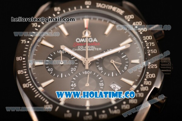 Omega Speedmaster Moonwatch Co-Axial Chronograph Miyota OS20 Quartz PVD Case with Black Dial Leather Strap and White Stick Markers - Click Image to Close