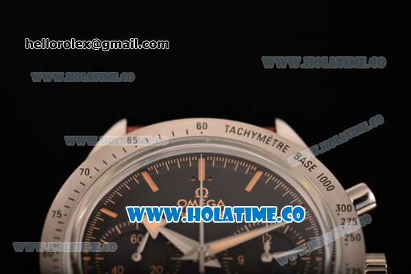 Omega Speedmaster '57 Co-Axial Chronograph Clone Omega 9300 Automatic Steel Case with Black Dial Stick Markers and Brown Leather Strap (EF) - Click Image to Close