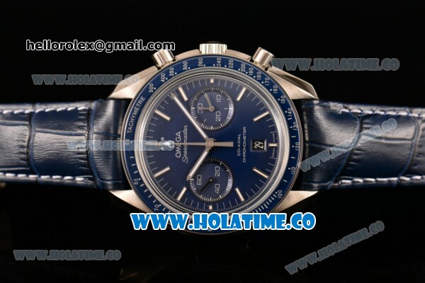 Omega Speedmaster Moonwatch Omega Co-Axial Chronograph Clone Omega 9300 Automatic Steel Case with Blue Dial and Stick Markers (EF) - Click Image to Close