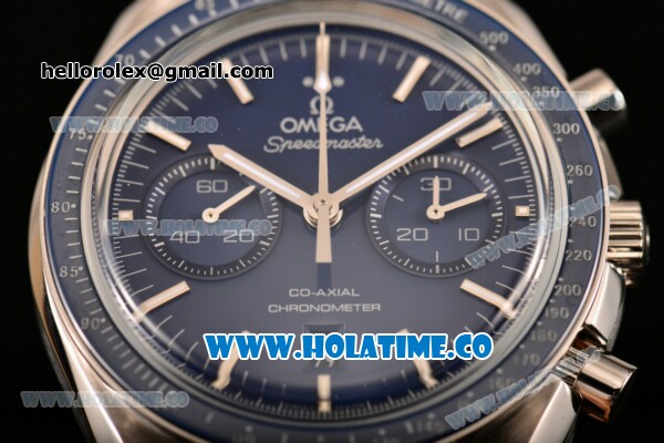 Omega Speedmaster Moonwatch Omega Co-Axial Chronograph Clone Omega 9300 Automatic Steel Case with Blue Dial and Stick Markers (EF) - Click Image to Close