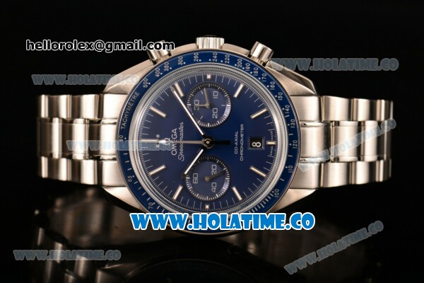 Omega Speedmaster Moonwatch Omega Co-Axial Chronograph Clone 9300 Automatic Full Steel with Blue Dial and Stick Markers (EF) - Click Image to Close