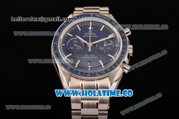 Omega Speedmaster Moonwatch Omega Co-Axial Chronograph Clone 9300 Automatic Full Steel with Blue Dial and Stick Markers (EF) - Click Image to Close