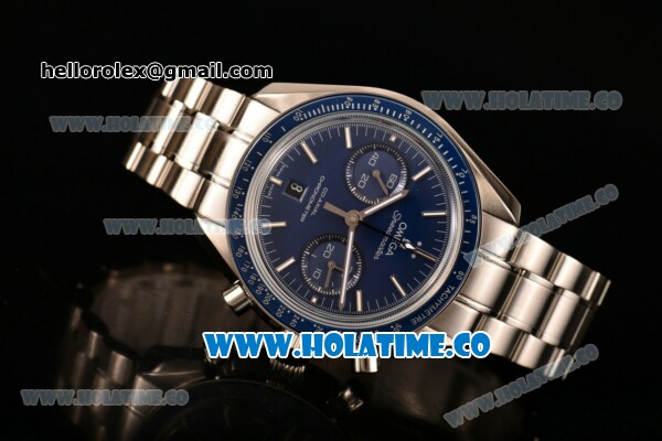 Omega Speedmaster Moonwatch Omega Co-Axial Chronograph Clone 9300 Automatic Full Steel with Blue Dial and Stick Markers (EF) - Click Image to Close