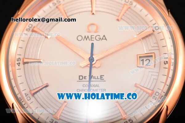 Omega De Ville Hour Vision Clone Omega 8500 Automatic Rose Gold Case with White Dial and Rose Gold Stick Markers (KW) - Click Image to Close