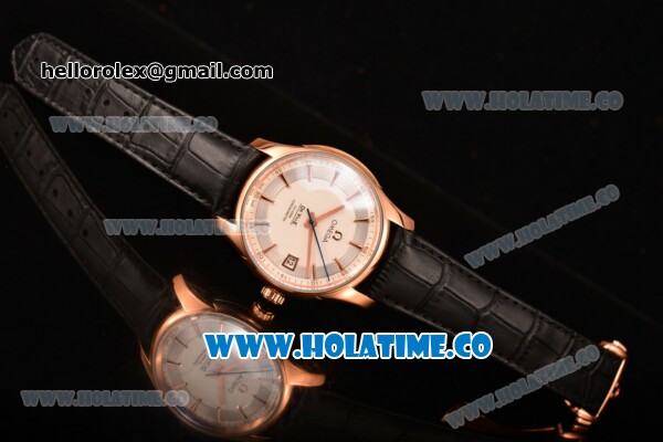 Omega De Ville Hour Vision Clone Omega 8500 Automatic Rose Gold Case with White Dial and Rose Gold Stick Markers (KW) - Click Image to Close
