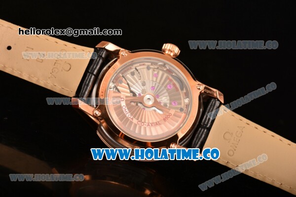 Omega De Ville Hour Vision Clone Omega 8500 Automatic Rose Gold Case with White Dial and Rose Gold Stick Markers (KW) - Click Image to Close