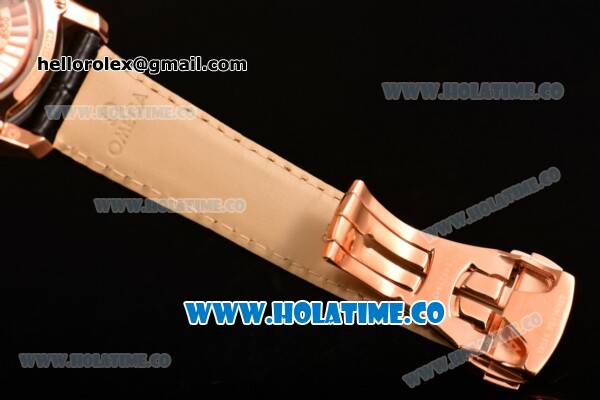 Omega De Ville Hour Vision Clone Omega 8500 Automatic Rose Gold Case with White Dial and Rose Gold Stick Markers (KW) - Click Image to Close