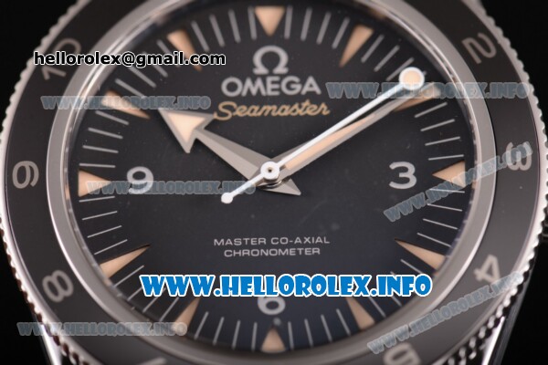 Omega Seamster 300 "Spectre" Limited Edition Clone Omega 8500 Automatic Steel Case with Black Dial Stick Markers and Nylon Strap - Click Image to Close