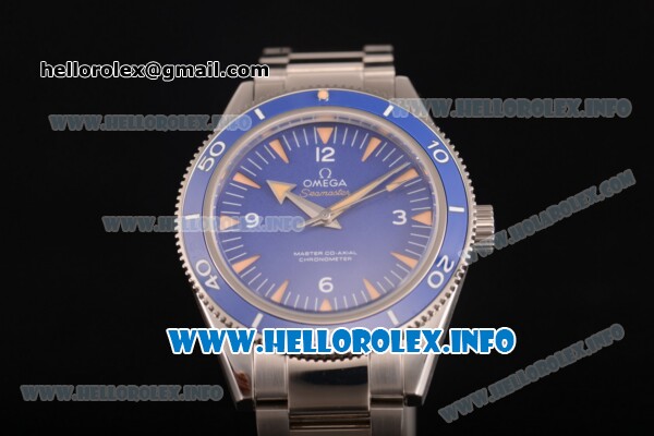 Omega Seamaster 300 Master Co-Axial Clone Omega 8500 Automatic Full Steel with Blue Dial and Stick Markers - Click Image to Close