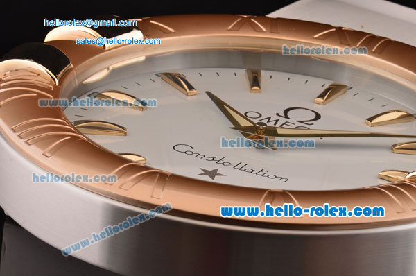 Omega Constellation Swiss Quartz Rose Gold Case White Dial Stick Markers Wall Clock - Click Image to Close