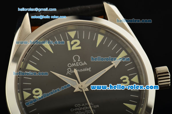Omega Railmaster Automatic Movement Steel Swiss Coating Case with Black Dial and Green Markers - Click Image to Close