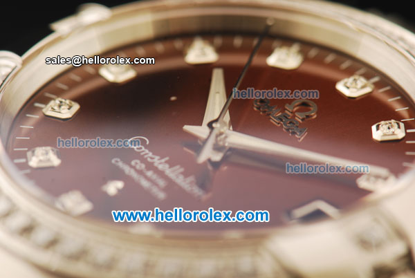 Omega Constellation Swiss ETA 2892 Automatic Movement Full Steel with Brown Dial and Diamond Markers/Bezel - Click Image to Close