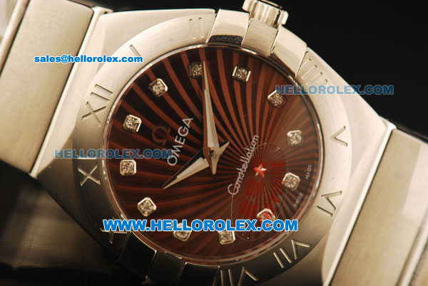 Omega Constellation Swiss Quartz Movement Full Steel with and Brown Dial and Diamond Markers-Lady Model - Click Image to Close