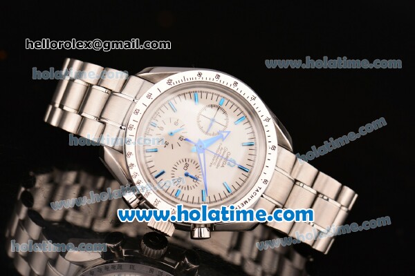 Omega Speedmaster Broad Arrow Chrono Venus 75 Manual Winding Full Steel with White Dial and Blue Stick Markers - Click Image to Close