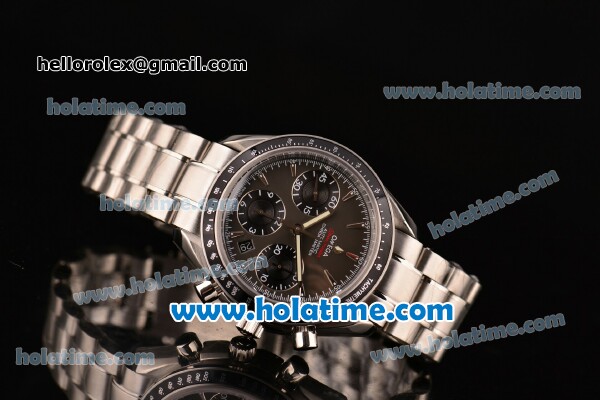Omega Speedmaster Date Chrono Swiss Valjoux 7750-DD Automatic Full Steel with Black Dial and Silver Stick Markers - Click Image to Close