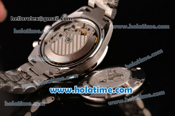 Omega Speedmaster Date Chrono Swiss Valjoux 7750-DD Automatic Full Steel with Black Dial and Silver Stick Markers - Click Image to Close