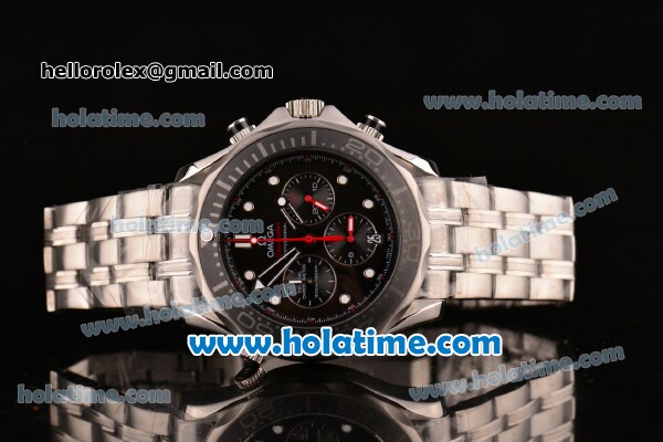 Omega Seamaster Diver 300M Chrono Miyota OS20 Quartz Full Steel with Black Dial and White Markers - Click Image to Close