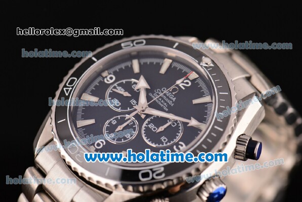Omega Planet Ocean Chrono Swiss Valjoux 7750 Automatic Full Steel with Ceramic Bezel and Numeral/Stick Markers -1:1 Original NOOB Best Edition - Click Image to Close