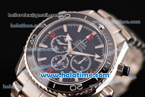 Omega Planet Ocean Chrono Swiss Valjoux 7750 Automatic Full Steel with Stick/Numeral Markers and Ceramic Bezel -1:1 Original NOOB Best Edition - Click Image to Close