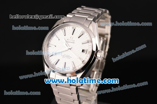 Omega Seamaster Aqua Terra 150M Perfect Clone 8500 Automatic Full Steel with White Dial and Stick Markers - 1:1 Original (Z) - Click Image to Close