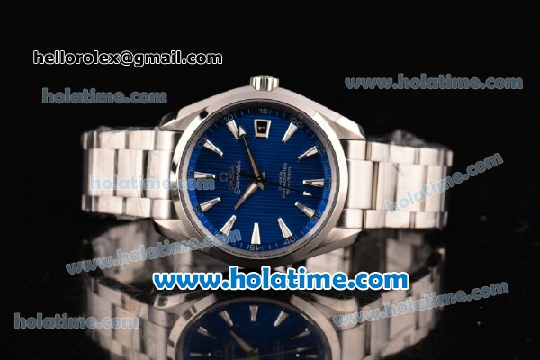 Omega Seamaster Aqua Terra 150M Perfect Clone 8500 Automatic Full Steel with Blue Dial and Stick Markers - 1:1 Original (Z) - Click Image to Close