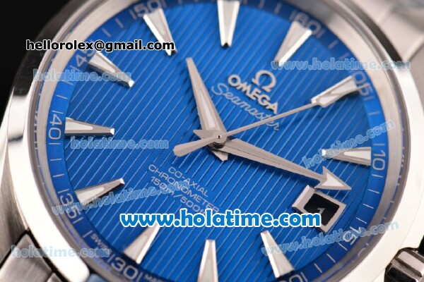 Omega Seamaster Aqua Terra 150M Perfect Clone 8500 Automatic Full Steel with Blue Dial and Stick Markers - 1:1 Original (Z) - Click Image to Close